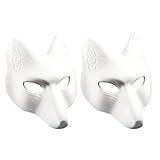 SAFIGLE 2 Weiße Einfache Masken Pu-Fuchs-Maske Unbemalte...