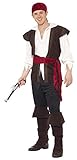 Smiffys, Herren Piratenkostüm, Kopftuch, Oberteil, Hose, Gürtel und...