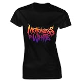 Mo*ti*on*Less In White Damen T-Shirt Band Logo Kurzarm Baumwolle Tee...