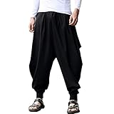 ellazhu Herren Casual Haremshose mit Elastischer Taille Einfarbig...