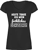 T-Shirt Damen V Ausschnitt - Sprüche Statement mit Spruch - Heute...