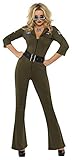Smiffys, Damen Sexy Top Gun Aviator Kostüm, Overall und Gürtel, Top...