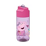 Peppa Wutz Trinkflasche für Kinder, Wasserflasche mit integriertem...