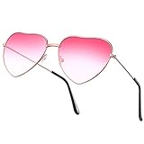 Herz Sonnenbrille Hippie Brille, Rose Gold Rahmen (Farbverlauf Rot)