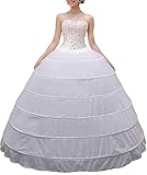 Damen Lang Reifrock Unterrock, A-Linie Hochzeit 6-Hoops Weiß...