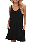 WNEEDU Damen Leichte Sommerkleid V-Ausschnit Swing Tank-Kleid...