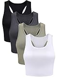 4 Stück Basic Crop Tank Tops Ärmelloses Racerback Crop Sport...