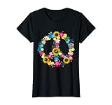60er Jahre Party Outfit Halloween Hippie Kostüm Flower Peace Zeichen...