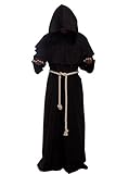 Mönch Robe Prister Gewand Kostüm Medieval Hooded Monk Costume Fancy...