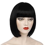 Perücke Schwarz für Damen kurz Bob mit Pony 1920er Kostüm Cosplay...