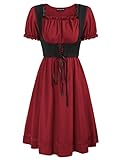 Damen Vintage A-Linien-Kleid Hohe Taille mit Gürtel Design...