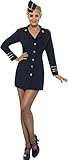 Smiffy's 28879S Flugbegleiterin Kostüm mit Kleid und Mütze,...