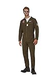 Smiffys 52554L Offizielles Top Gun Herren Piloten-Kostüm, grün, L -...