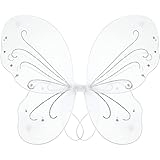 Glitzer Schmetterling Fee Flügel Mittlere Größe Weiße...