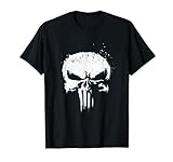 Marvel The Punisher White Ink Splatter Skull Logo T-Shirt