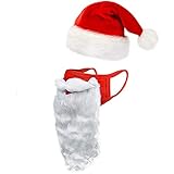 Jezzful Santa Bart Gesichtsmaske Kostüm, Weihnachtsmann Maske Santa...