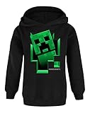 Minecraft Hoodie Jungen Kids Gamer Black Creeper Inside Hooded Jumper...