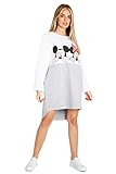 Disney Damen Hoodie Kapuzenpullover Lang Minnie Mickey Sweatkleid...