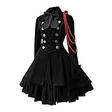 Zofedap Gothic Kleid Damen Mittelalterliche Kleid Halloween Karneval...