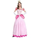 Peach Kostüm Damen Super Mario Prinzessin Party Erwachsene Frauen...