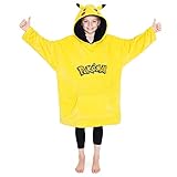Pokemon Oversize Hoodie Jungen Decke mit Ärmeln und Kapuze, Pikachu...