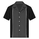 CHICTRY Bowling Shirt Herren Retro Rockabilly Hemd 50er Jahre...