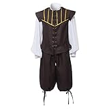 GRACEART Herren Mittelalter Renaissance Kostüm Set（Weste+Hemd+Hosen...