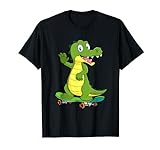 Krokodil mit Skateboard, Skateboarding Skater Junge Kinder T-Shirt