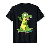 Krokodil mit Skateboard, Skateboarding Skater Junge Kinder T-Shirt