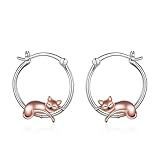 Katze Ohrringe Sterling Silber Creolen Katze Ohrringe Katze Schmuck...