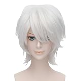 FALAMKA Weiß Perücke Kurz Cosplay Anime Perücke Halloween Unisex