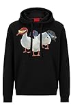 HUGO Herren Ducks Relaxed-Fit Hoodie aus Baumwoll-Terry mit...