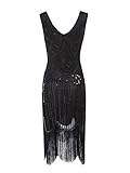 MIMIKRY 20er Jahre Charleston Pailletten Kleid Schwarz mit Fransen...