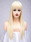 BESTUNG Lange Gerade Asche Blonde Perücken für Frauen Damen...