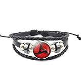 CHICNET Manga Anime Sharingan Auge Leder Armband schwarz silber grau...