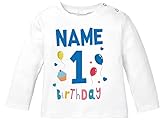 MoonWorks® Baby Langarm-Shirt 1. Geburtstag personalisiert Name...