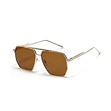 YUELUQU Retro übergroße quadratische Sonnenbrille für Damen Herren...