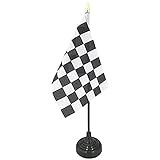 AZ FLAG TISCHFLAGGE ZIELFLAGGE SCHWARZES UND WEISSES 15x10cm goldene...