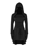 YAOHUOLE Damen Renaissance Kostüm Kleid mit Kapuze Langarm...