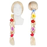 Foreverup Kinderperücke Blond, Prinzessin Perücke Zopf, Rapunzel...