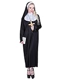 EraSpooky Damen Nonne Kostüm Kleid