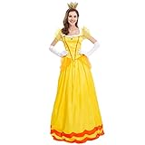 IWEMEK Damen Daisy Peach Prinzessin Kleid Puffärmel Langes Kleid mit...