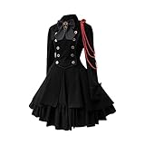 Gothic Kleidung Damen Elegant Rockabilly Kleid Swing A-Linie...