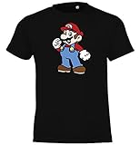 Kinder Jungen Mädchen T-Shirt Modell Mario 2 - Schwarz 130/140 (10...