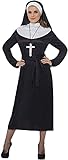 Smiffys, Damen Nonnen Kostüm, Kleid und Kopfbedeckung, Schwarz, S