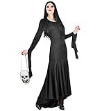 Widmann - Kostüm Morticia, Kleid, Totenkopftasche, Hexe, Halloween,...