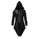 Mensera Herren Jacke AssassinsCreed Kostüm Vintage Mittelalter Gothic...