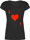 T-Shirt Damen V Ausschnitt - Partner-Look Pärchen Damen - Queen...