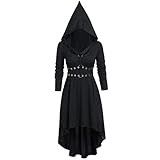 YEBIRAL Damen Langarm mit Kapuze Robe Gothic Steampunk Mittelalter...