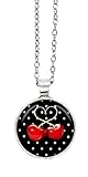 schmuck-stadt Kirschen Motiv Cabochon Kette 60 cm silberfarben
